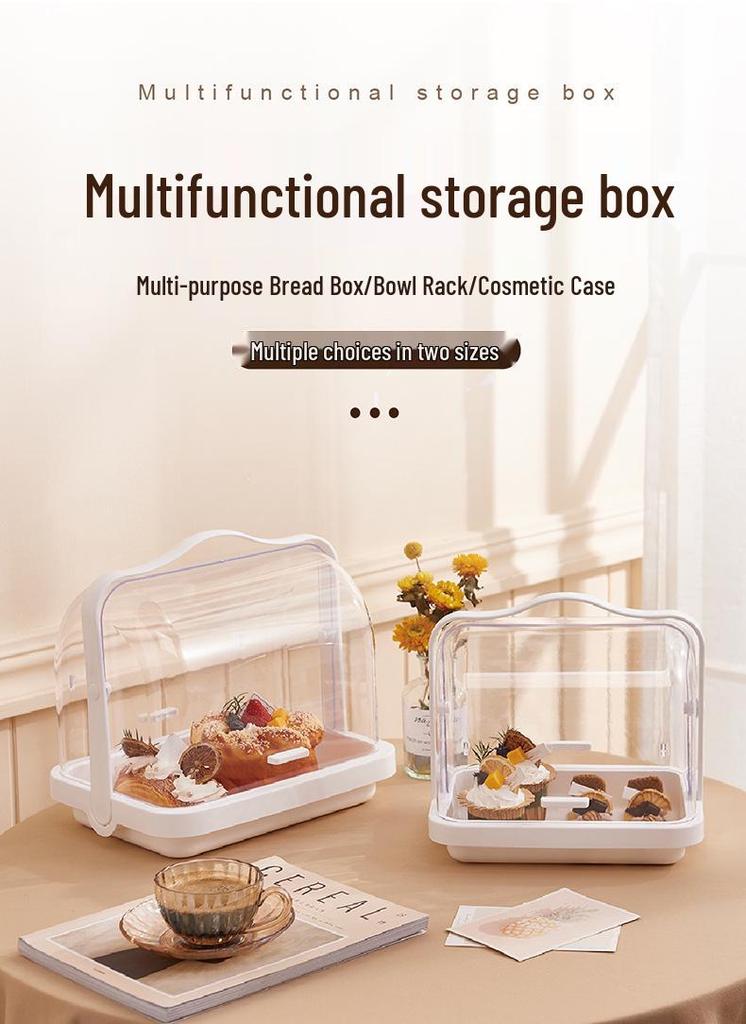 Transparent Dustproof Storage Box with Lid for Bread and Milk Bottles