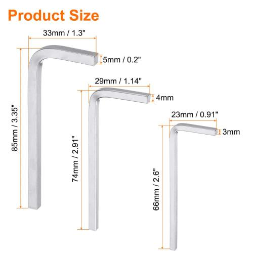 uxcell 3-Piece Set of L-Shaped Square Head Wrenches, 3mm/4mm/5mm, Carbon Steel L-Key 4-Point Metric Bolt Wrenches for Basic Household Repair DIY Proje