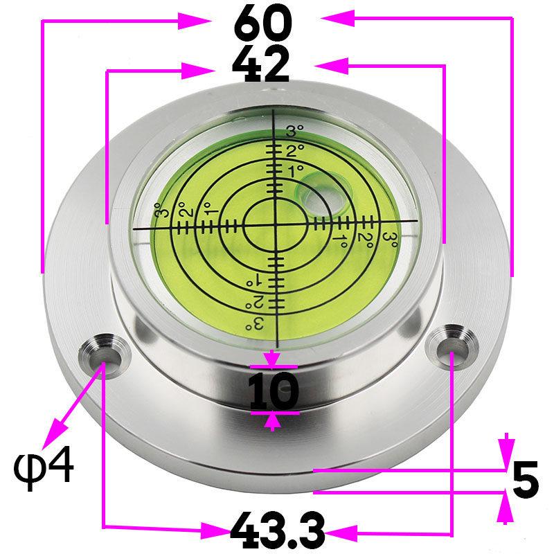 HACCURY Round Metal Spirit Level with Base Mounting Holes
