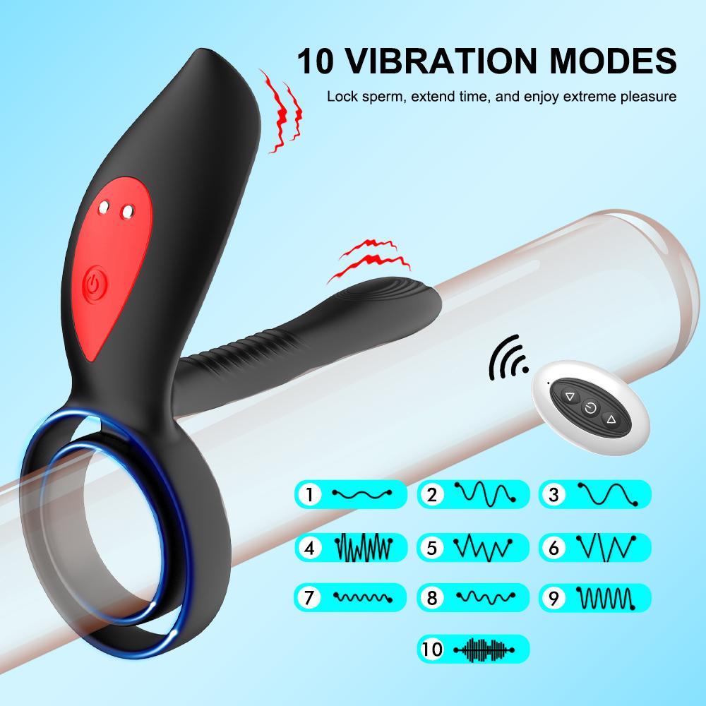 Vibrating Penis Ring Dual Cock Ring For Couple Wireless Remote Control Clitoral Stimulation Delayed Ejaculation Sex Toys For Men