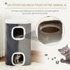 Cat Scratching Barrel, 3-Level, Plush and Sisal, 2 Interconnected Holes, 40 x 40 x 74 cm, Grey