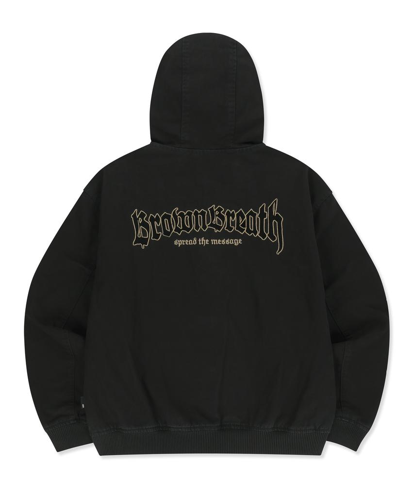 Brownbreath Oxford Hood Zip Up - Black