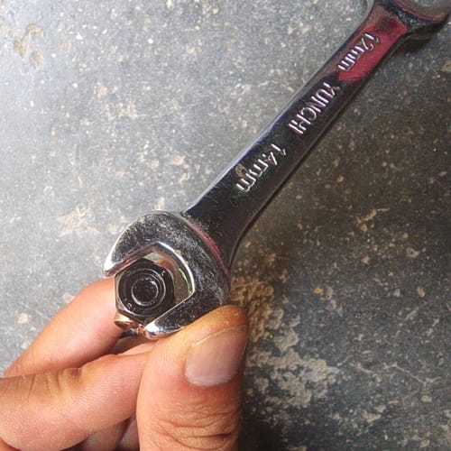 KKLM Thin Wrench, 13mm x 15mm, Lightweight Stainless Steel, Slim, Double-Ended, Short Type, for Home DIY, Furniture Assembly, Auto Repair, and Other W