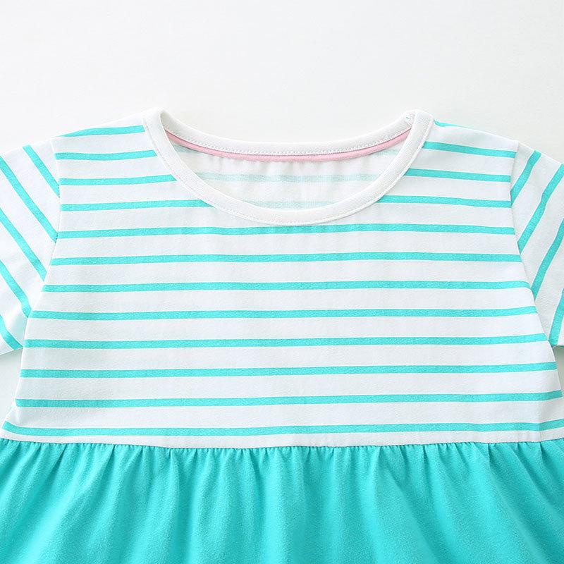 Girls' Summer New Arrival Dress with Appliqué Embroidery Children's Princess Dress Knitted Cotton Crew Neck Short Sleeve Children's Dress