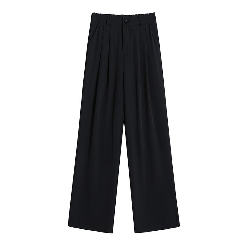 High-waisted ice silk wide-leg pants women's summer sunscreen commuting pear-shaped figure small casual straight-down suit pants