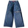 Blugi din Denim cu Imprimeu Grafic Hip Hop, Croială Largă, pentru Bărbați, Stil Y2K Harajuku, Pantaloni cu Picior Drept