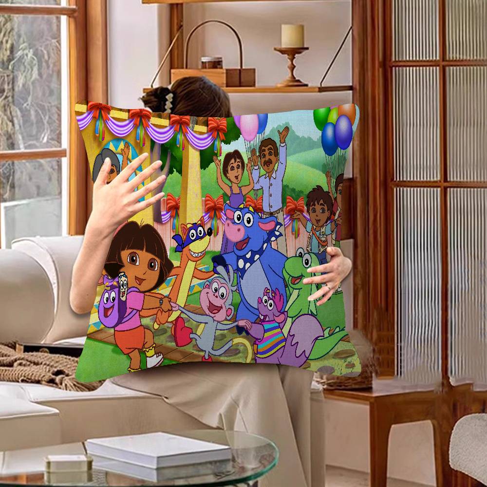 D-Dora Die E-Explorerin Zeichentrick-Ahorn-Design Kissenbezug Glückliche Herbsternte Deko Feiertagsdeko Kissenbezug