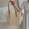 Zipper Beach Bag Bohemian Style Raffia Shoulder Bag Simple Weave Straw Tote Bag  Shopping