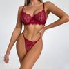 Women’s Summer Lightweight Breathable Lace Lingerie Set, Sexy Minimizer Push Up Bra for Large Bust with Thong