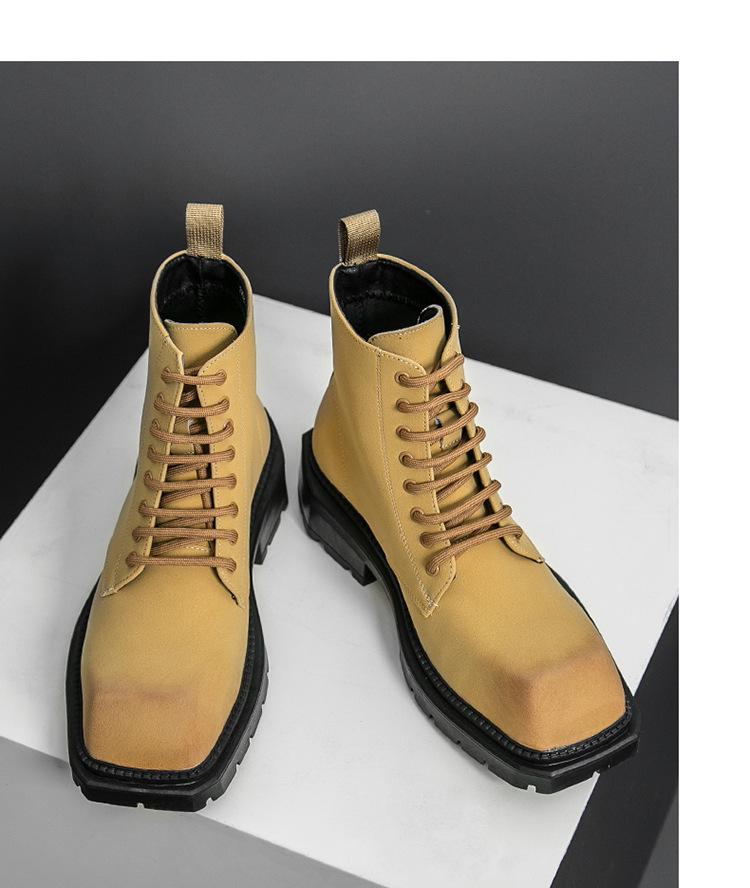 2024 British Retro Plus Size Men's High-top Martin Boots - Autumn/Winter Casual Trendy Height-boosting Leather Boots