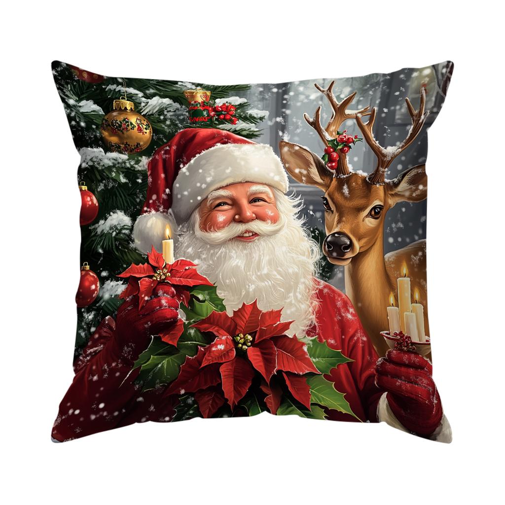 1pcs Christmas Theme Pillowcase Square Bedroom Cushion Covers Zipper Living Soft Home Comfortable Decor 45x45cm