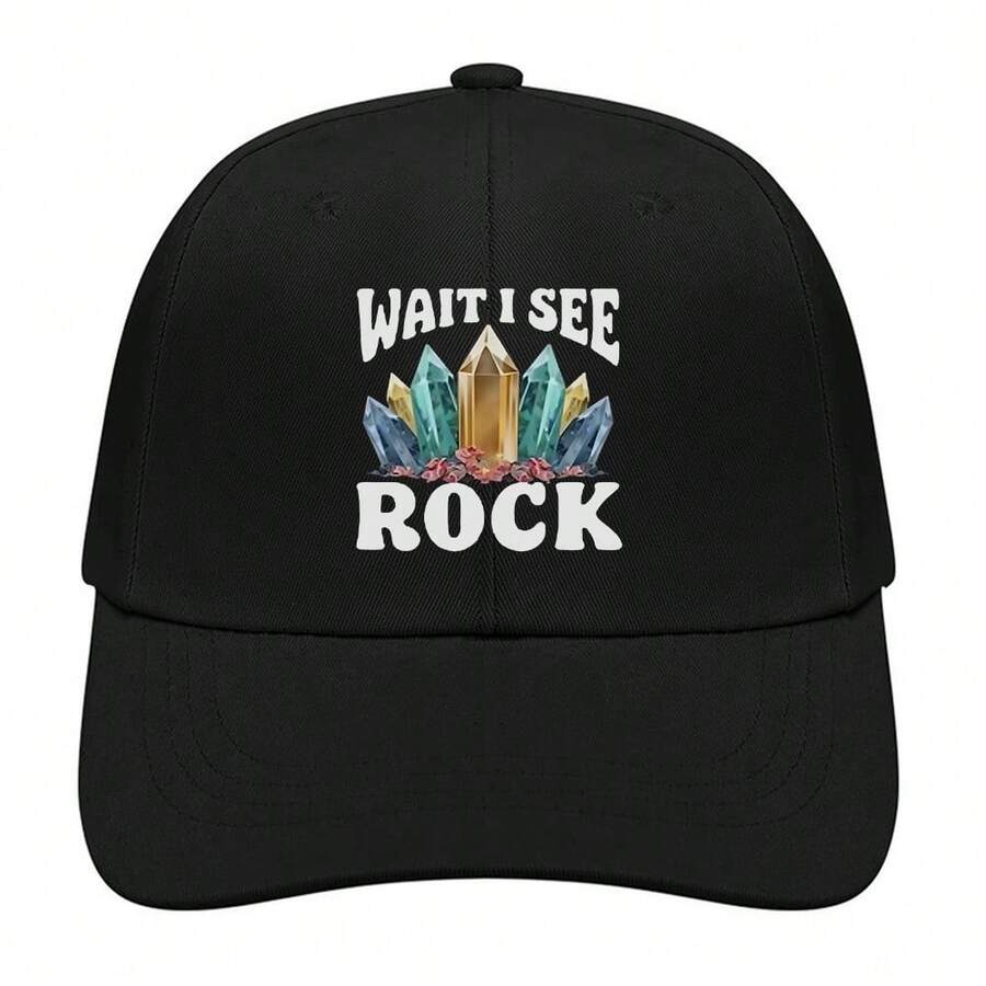 Black Crystal Rock Graphic Baseball Cap Unisex Breathable Polyester Outdoor Sport Hat