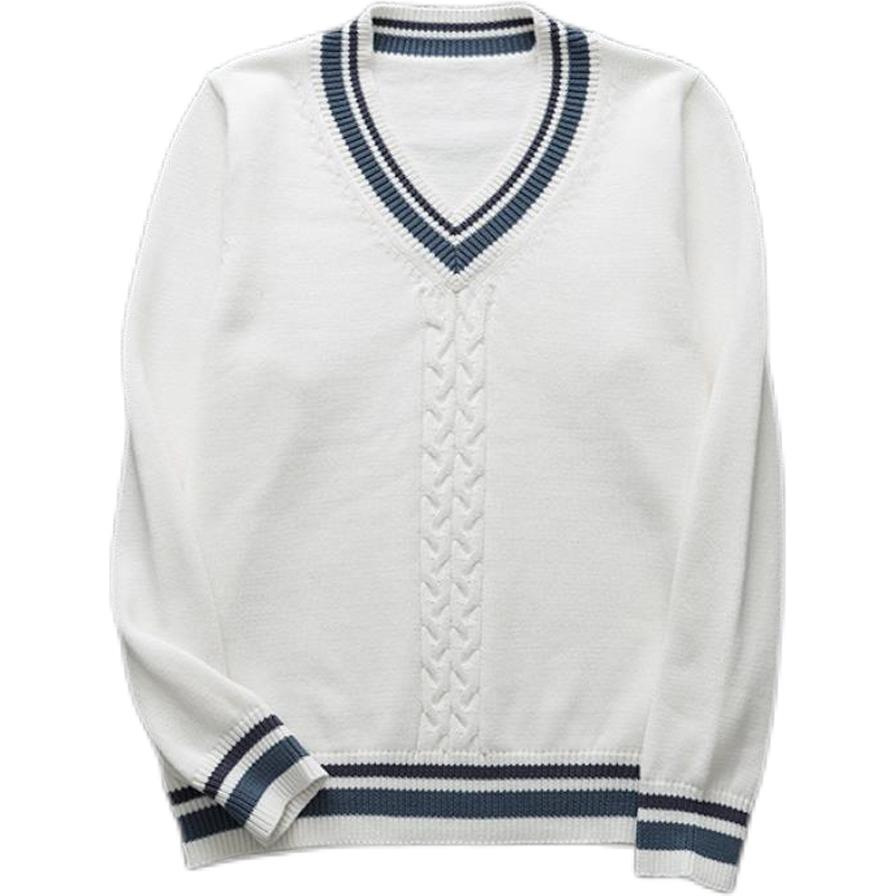  Korean School Uniform Long Sleeve Sweater Vest Fashion V-neck British Style Pullover School Girl Boy White Sweater Vest Top