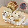XLRPAT Dish Drainer, 2-Tier Kitchen Dish Drainer with Double Drainer, Cup Rack, Side Drain, No More Water Left Behind In the Stovetop, Kitchen Helper,