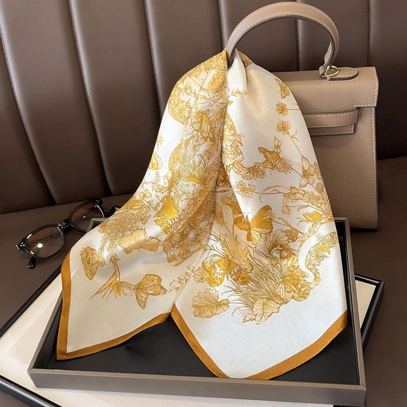 Square Scarf 100% Natural Silk  Women Hairband Foulard High Quality Bandana Scarfves Female Neckerchief Headkerchief Shawl Wrap