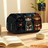 Magic Cat 2D Printed Double-Layer Flip-Top Black Pencil Case - Back-to-School Essential Pencil Box, Everyday Multi-Functional Makeup Bag, Large-Capaci