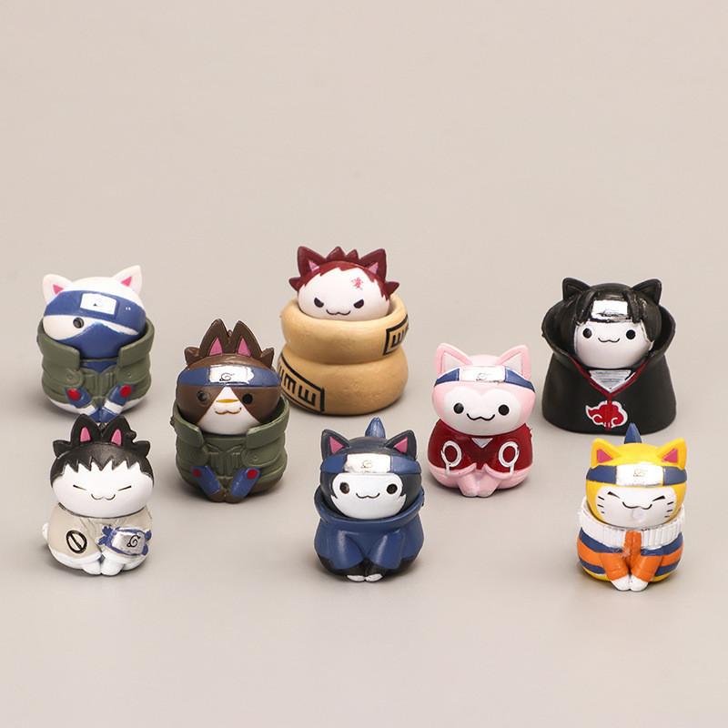 Small Size 8-piece Cat Figure Set Pvc Material 3cm Non-assembled Characters Collection