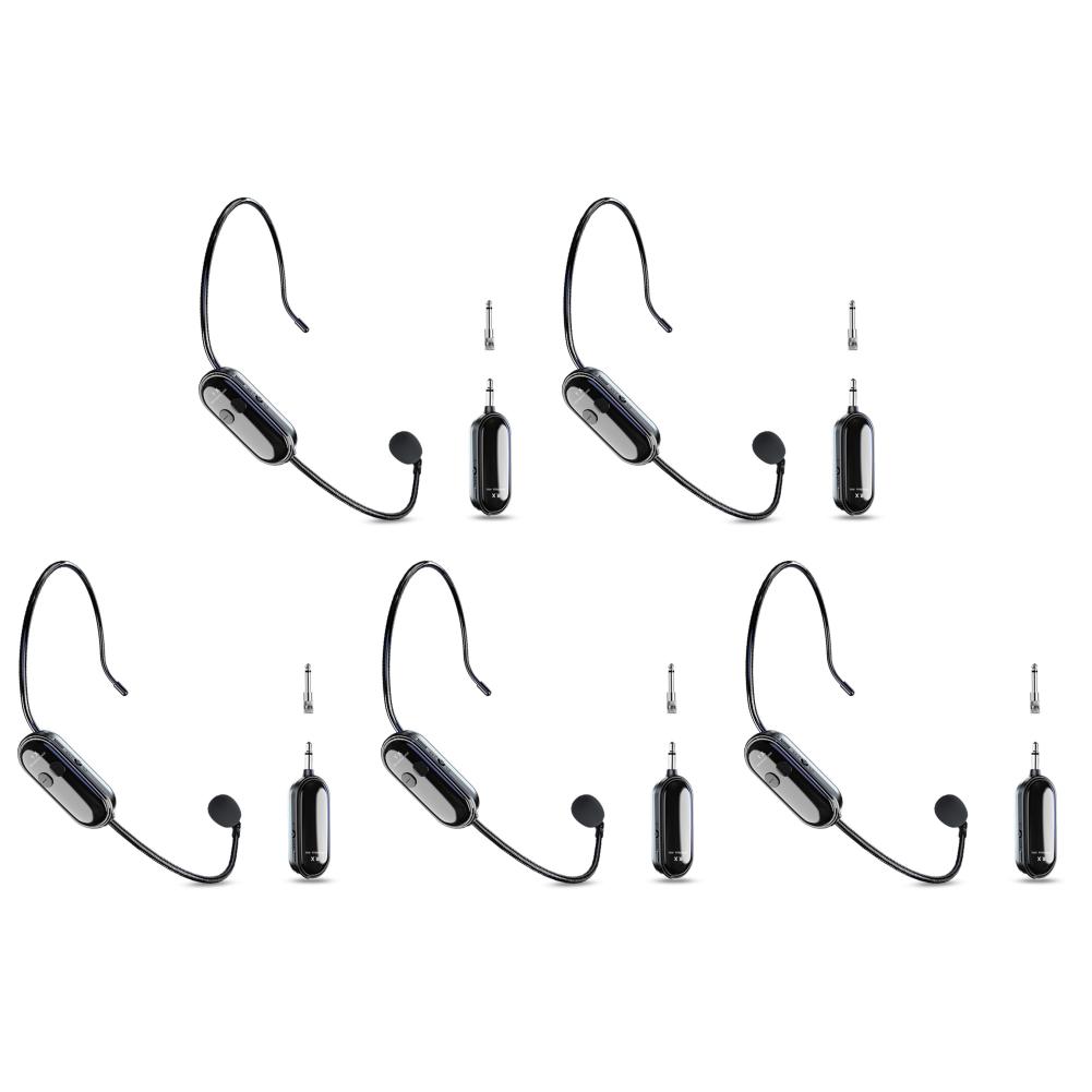 5-1Set 2.4G Wireless Microphone Headset Mic For Voice Amplifier Speaker Karaoke Computer Teaching Meeting Yoga Speech Mic System