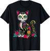 Sugar Skull Cat Dia De Muertos Day of Dead Halloween Mexican T-Shirt