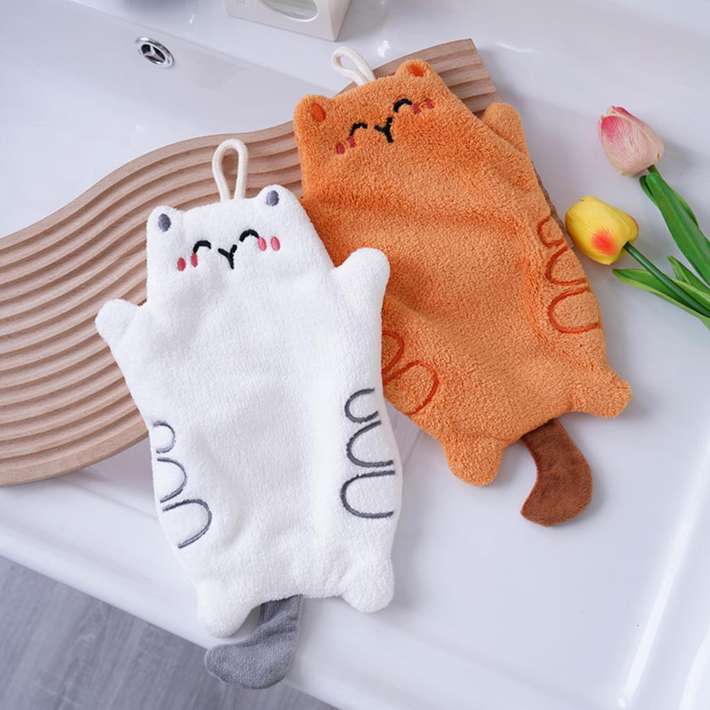 Thick Coral Fleece Embroidered Towel Cute Hand Towel Kitchen Children's Small Towel