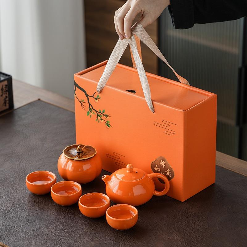 Ceramic Everything Ruyi Tea Set Gift Box Wedding Commercial Advertising Gifts Persimmon Set Teachers' Day Gifts