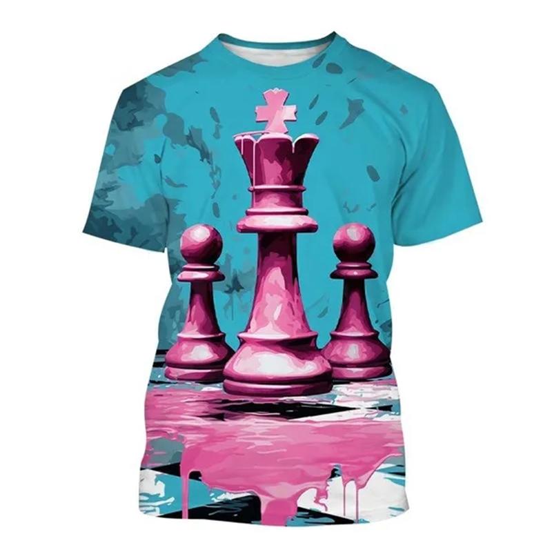Chess 3D Graphic Print T-shirt For Men Women Casual Tops Clothes Comfortable Streetwear O-Neck Short Sleeve Oversize Tees Tops