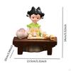 Girl Resin Statue Figurine with Light Folk Ethnic Decoration Doll Toy Gift Traditional Chinese