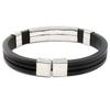 Bracelet Button Cuff Bracelet Stainless Steel Rubber Wristband Men's Women's New