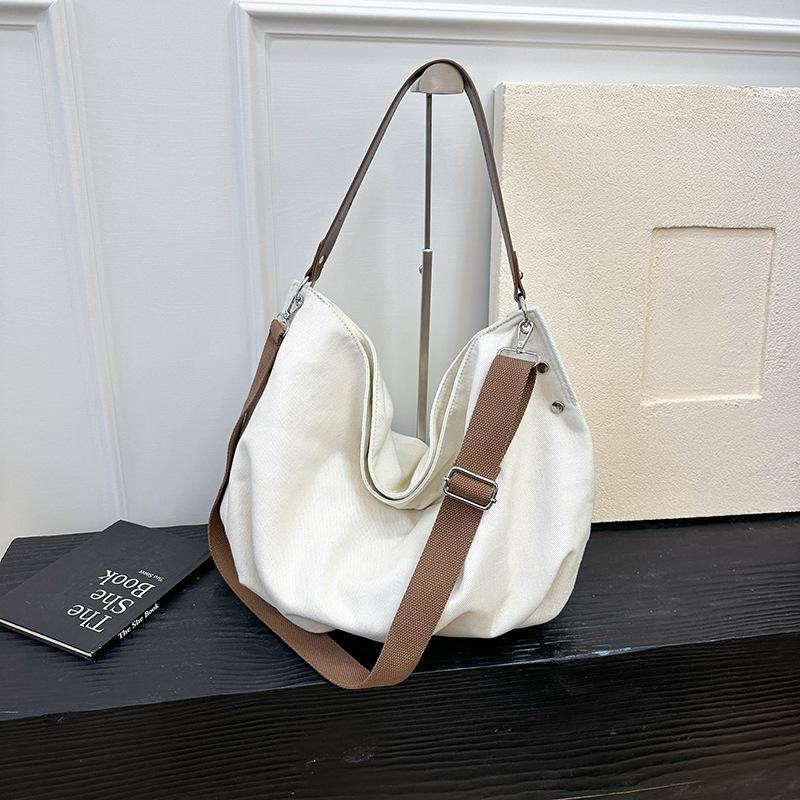Retro Simple Lazy Wind Canvas Bag Women's 2025 Autumn New Commuter Tote Bag Fashion Shoulder Messenger Bag