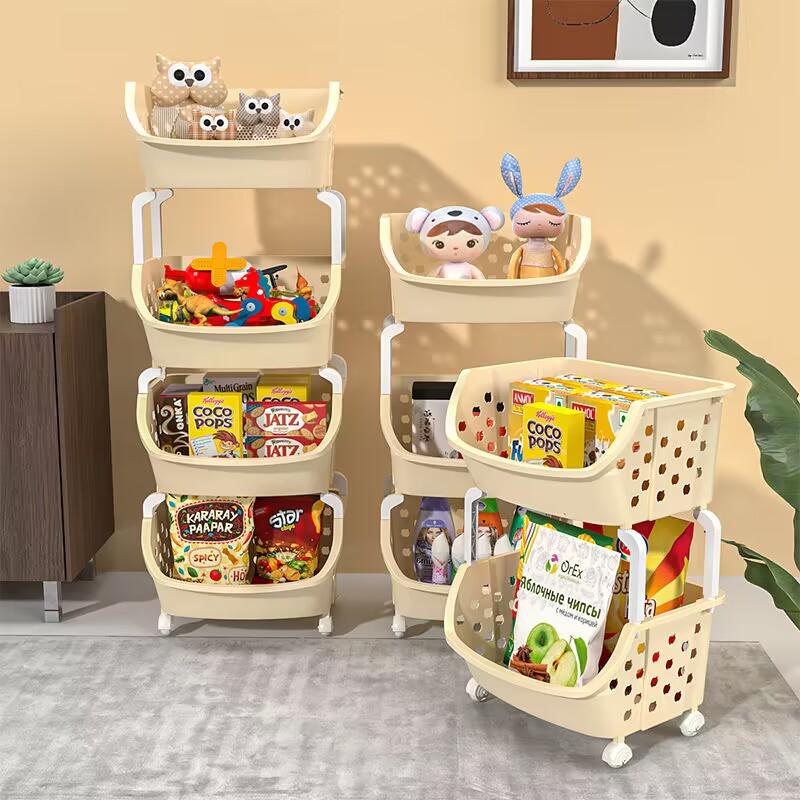 New Storage Basket Multifunctional High Capacity Stackable Hollow-out Fruit Vegetable Organizer for Kitchen