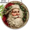 2D Flat Aluminium Rustic Christmas Sign with Santa Claus Pattern - Artistic Christmas Figurine Ornaments - Ideal for Front Door, Wall, Porch, Window