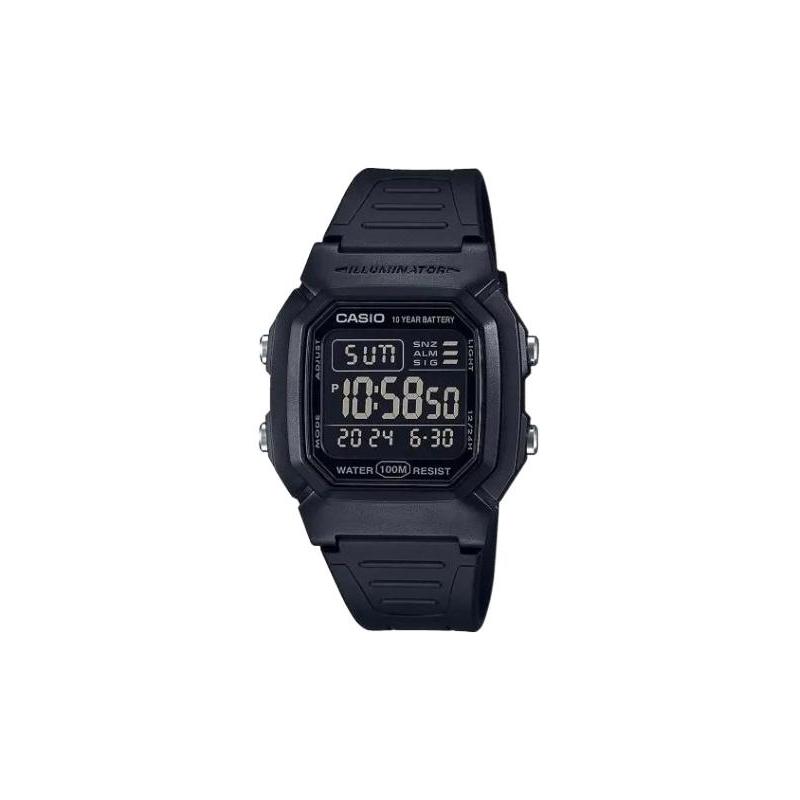 Casio EDIFICE 100m waterproof quartz movement resin strap Japanese and Korean watch men s watch black dial W-800H-1B чёрный