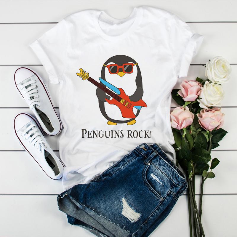 Unisexs Summer Short Sleeve Cute Cartoon Penguin Graphic Casual Tshirt