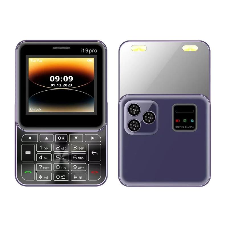 Nový vysouvací mini mobilní telefon i19 Pro čtvercový 2,4palcový Dual SIM 2G GSM Bluetooth FM Fotoaparát Odemčený Malý mobilní telefon