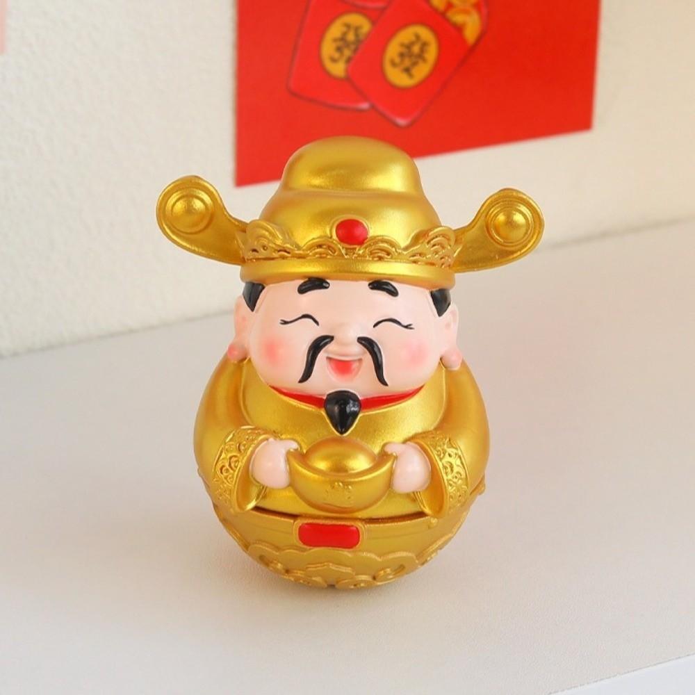 Creative Cute God of Wealth Ornament Cartoon Resin New Year Tumbler Funny Blessing Fortune Desktop Decoration Spring Festival