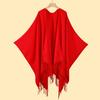 Street women's scarves are versatile in autumn and winter, air-conditioned rooms are warm and dual-purpose, monochrome fringed shawl cape