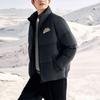 Anta Lifestyle Series Letter Print High Neck Loose Short Water Resistant Snow Shell Down Jacket Men Jacket Basic-Black 152348911-3