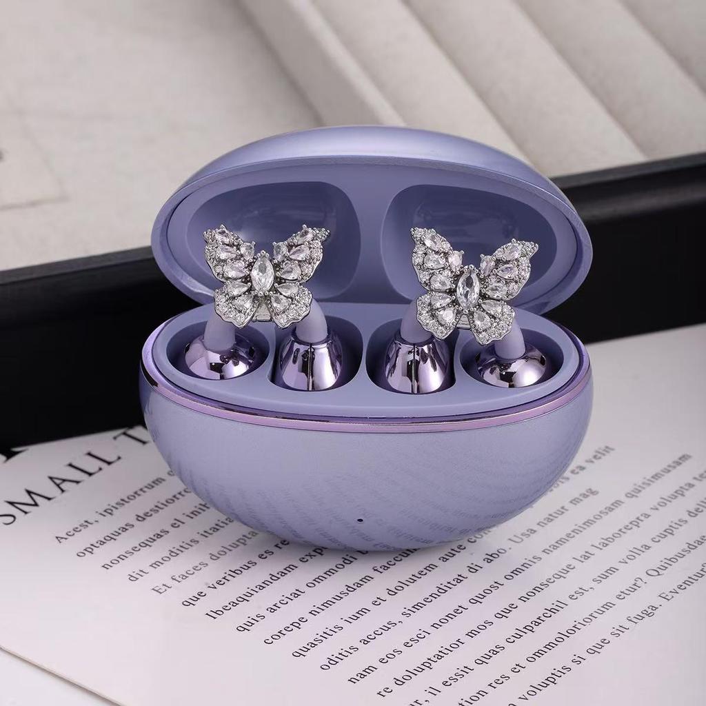 Earbuds FreeClip Borboleta Diamante Clipe de Orelha: Brinco Feminino Elegante, Luxuoso, de Alta Classe
