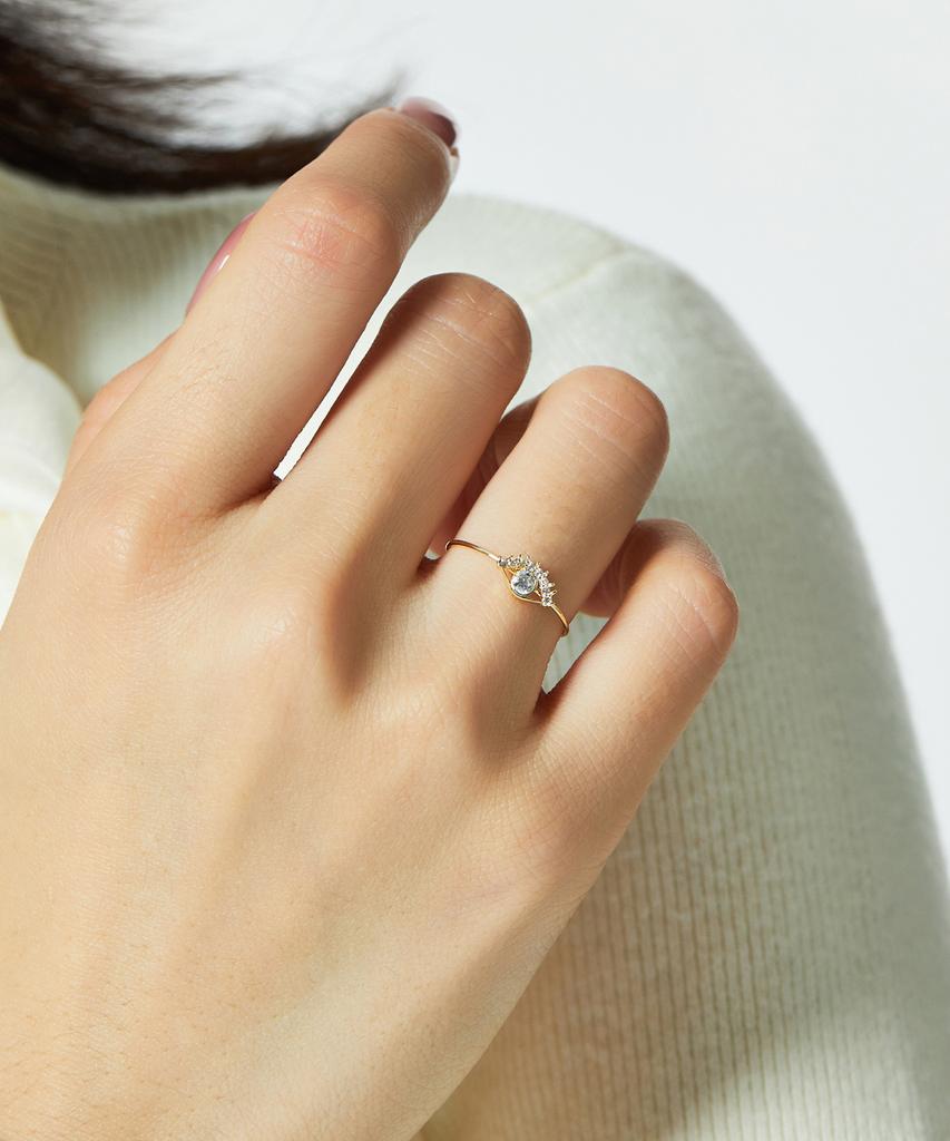 Helene Jewelry 14K Beauty Eye Cubic Miss Ring Gold Thread Ring (Type B)