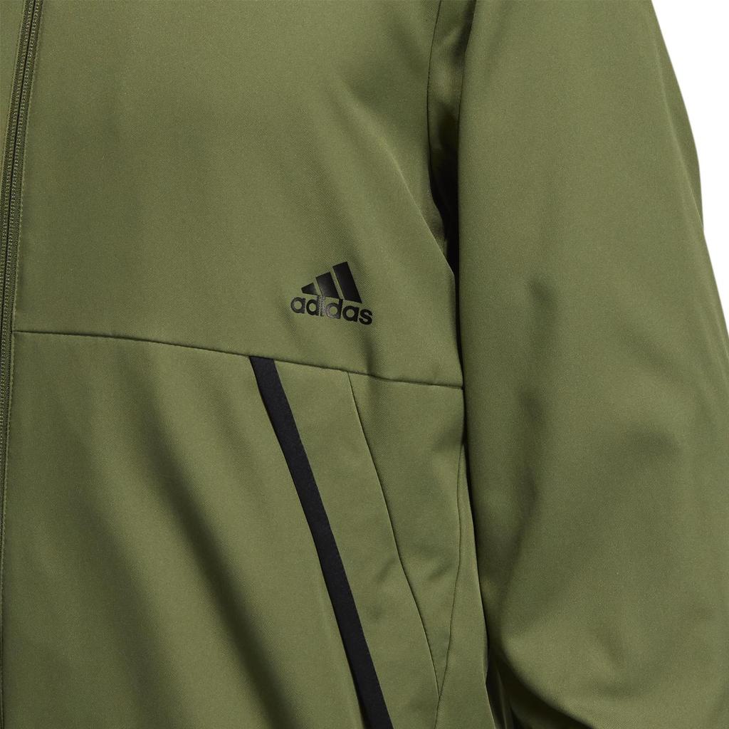 Adidas Logo Print Fleece-Lined Zip Jacket Men Outerwear Green GP0979