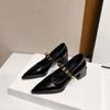 2025 Spring Style Pointed Toe Square Heel Versatile Style Single Shoes Women's Shoes Professional Buckle Dress High Heels