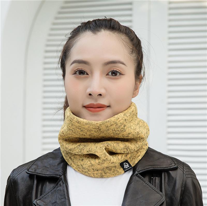 Unisex Fleece-Lined Knitted Snood: Warm Winter Neck Scarf With High-Neck Woolen Design In Versatile Korean Style