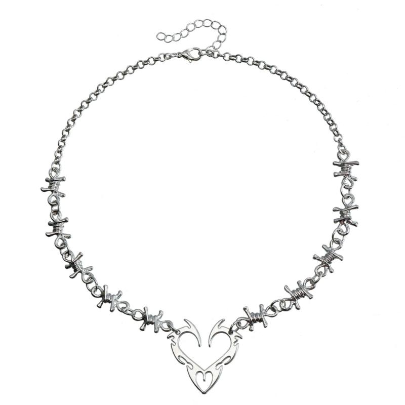 

Stylish Thorned Heart Dangle Necklace Sturdy Alloy Jewelry Accessory Portable for Trendy Women Ladies Outfits Daily Use 1