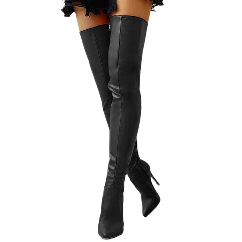 Autumn/Winter New Women's Boots Pointed Side Zipper Slim High Heels Large Over Knee Boots Women's Platform Boots Womens Shoes