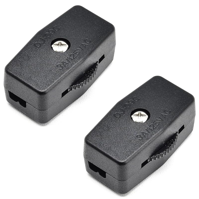 Surf turtle Flame Retardant Gear Switch 2 Pcs 125V 3A Inline Cord Switch,Black On/Off Thumbwheel Actuator Switches Replacement for 18/2 SPT-2 Lamp