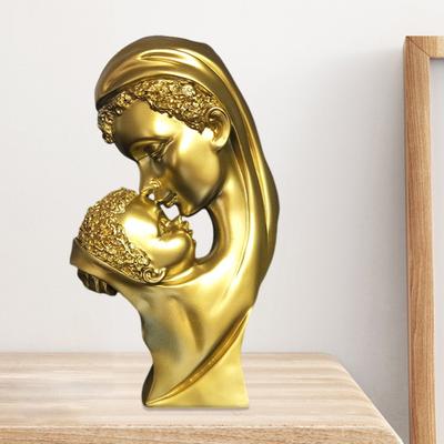 Mother Kid Kiss Statue Resin Sculpture Home Abstract Art Decor Desktop Family