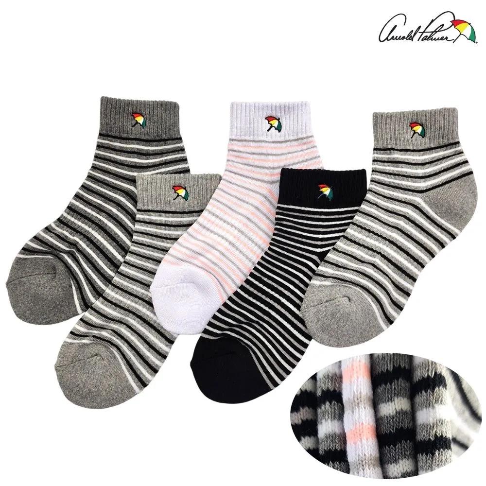 Arnold Palmer Women s Ankle Socks 5-Pair Set Thick-Sole Pile Socks Striped Made in Korea FREE