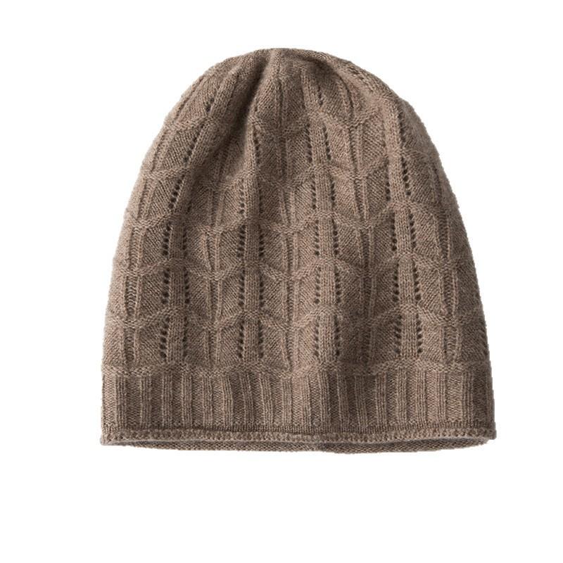 Warm Cashmere Beanie Hat Men Women Thick Knit Winter Cap Solid Color Ribbed Cuff One Size Fits All
