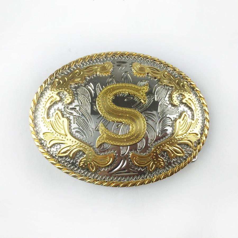 Gold Inlay Floral Y-Shape Belt Buckle with English Letter Design – Fashionable Gilded Accessory s