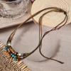 2Pcs/Set Multi-Layer Vintage Wood Beads Pendant Leather Beaded Weaved Prayer Necklace& Bracelet  Jewelry Gifts